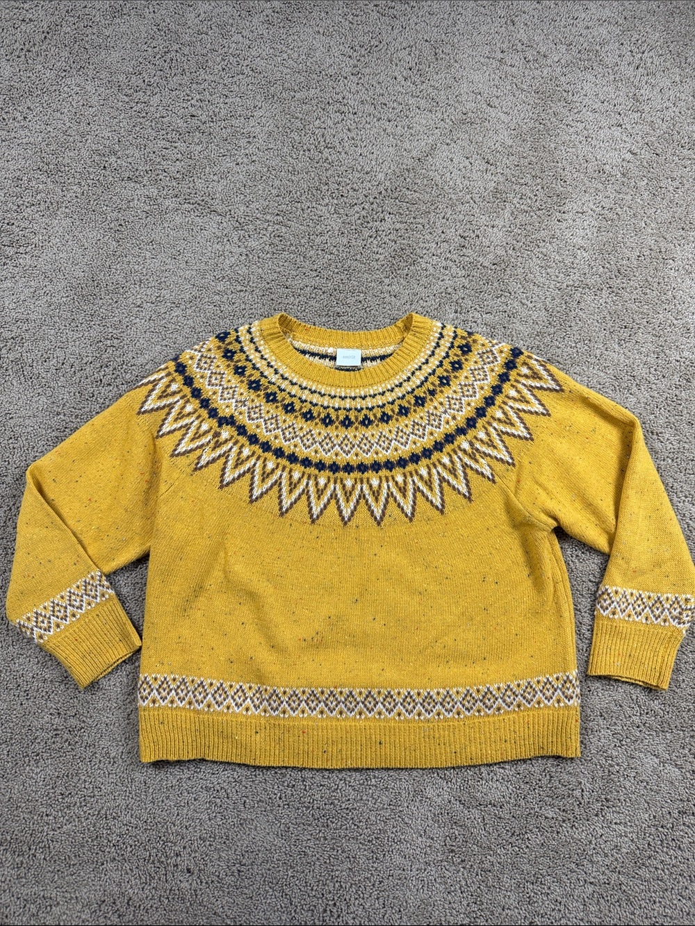 Amitie | Yellow Fair Isle Crewneck Sweater | L